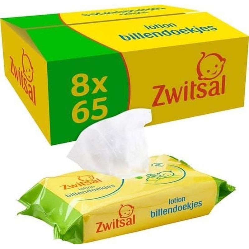 Foto van Zwitsal - billendoekjes lotion - 8 x 65 - 520 babydoekjes