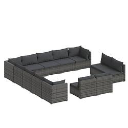 Foto van Vidaxl 13-delige loungeset met kussens poly rattan grijs