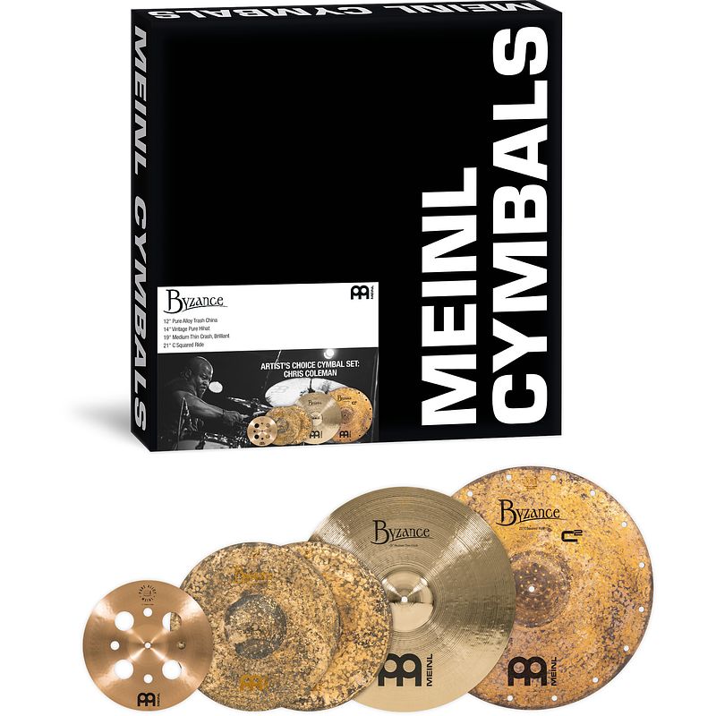 Foto van Meinl a-cs5 artist'ss choice cymbal set chris coleman bekkenset 12-14-19-21