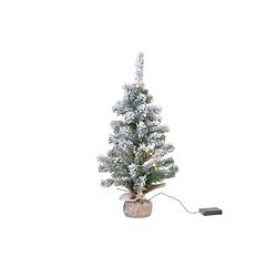 Foto van Besneeuwde miniboompjes/kunst kerstbomen met licht 45 cm - kunstkerstboom