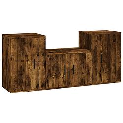 Foto van The living store televisiekastenset classic - eiken - 57 x 34.5 x 40 cm - 2x 40 x 34.5 x 60 cm