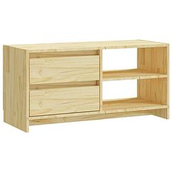 Foto van The living store tv-meubel grenenhout - 80 x 31 x 39 cm - met lades en opbergschappen