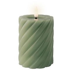 Foto van Lumineo led kaars/stompkaars - groen - d7,5 x h12,3 cm - timer - led kaarsen