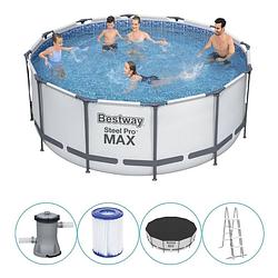 Foto van Bestway - steel pro max - opzetzwembad inclusief filterpomp en accessoires - 366x122 cm - rond