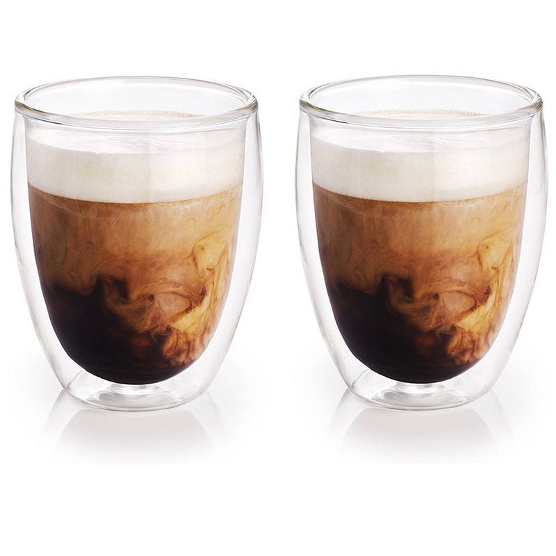 Foto van 2x koffieglazen/theeglazen dubbelwandig glas 300 ml - koffie- en theeglazen