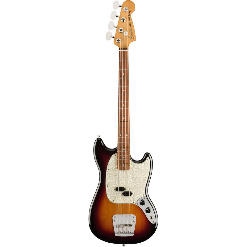 Foto van Fender vintera 60s mustang bass 3-tone sunburst pf met gigbag