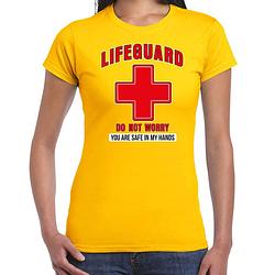 Foto van Bellatio decorations lifeguard verkleed t-shirt dames - strandwacht/carnaval outfit - geel 2xl - feestshirts