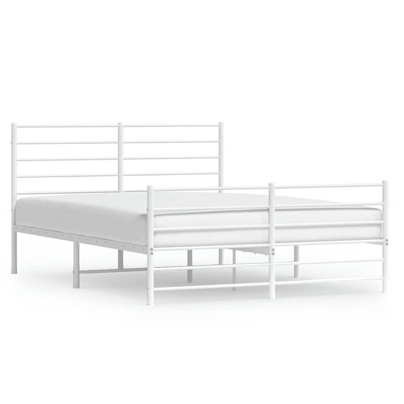 Foto van Vidaxl bedframe met hoofd- en voeteneinde metaal wit 140x190 cm