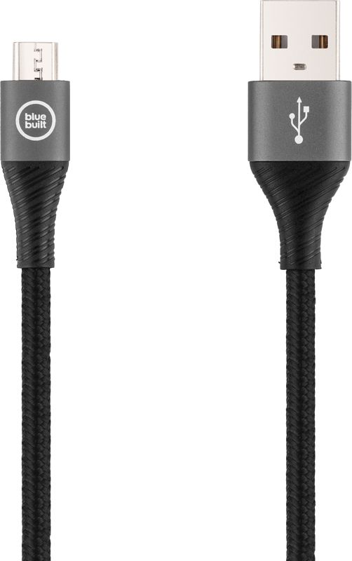 Foto van Bluebuilt usb a naar micro usb kabel nylon zwart 3m