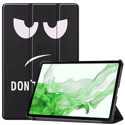 Foto van Basey samsung galaxy tab s8 hoesje kunstleer hoes case cover - don'st touch me