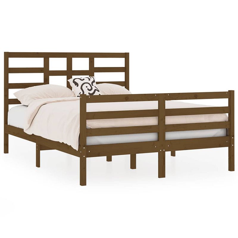 Foto van The living store bedframe grenenhout - hoogwaardig materiaal - stabiel en decoratief - afmetingen 195.5 x 126 x 104 cm