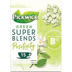 Foto van Pickwick green super blends positivity green tea, elderflower, jasmine 15 x 1, 5g bij jumbo