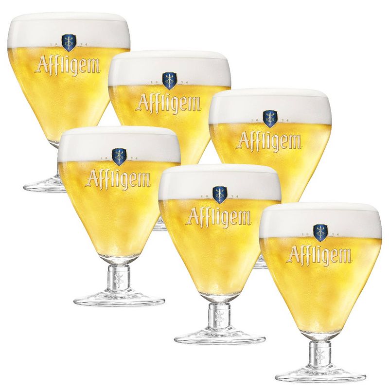 Foto van Affligem bierglazen op voet 30cl set van 6 stuks - bier glas 0,3 l - 300 ml