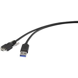 Foto van Renkforce usb-kabel usb 3.2 gen1 (usb 3.0 / usb 3.1 gen1) usb-a stekker, usb-c stekker 1.00 m zwart schroefbaar rf-3773814