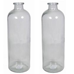Foto van Set van 3x stuks glazen vaas/vazen 3,5 liter smalle hals 11 x 33 cm - vazen