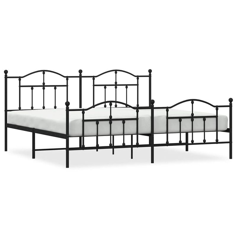 Foto van Vidaxl bedframe met hoofd- en voeteneinde metaal zwart 193x203 cm