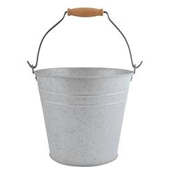 Foto van Zinken emmer/bloempot/plantenpot met handvat 5 liter - ijzeren emmer / teil