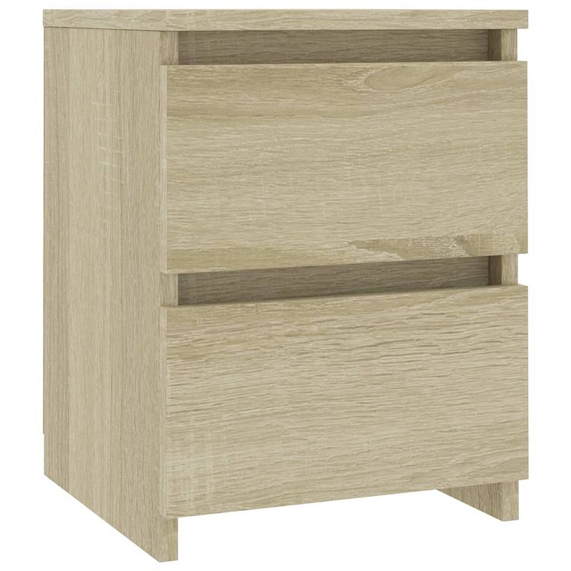 Foto van The living store nachtkastje sonoma eiken - bewerkt hout - 30 x 30 x 40 cm - 2 lades