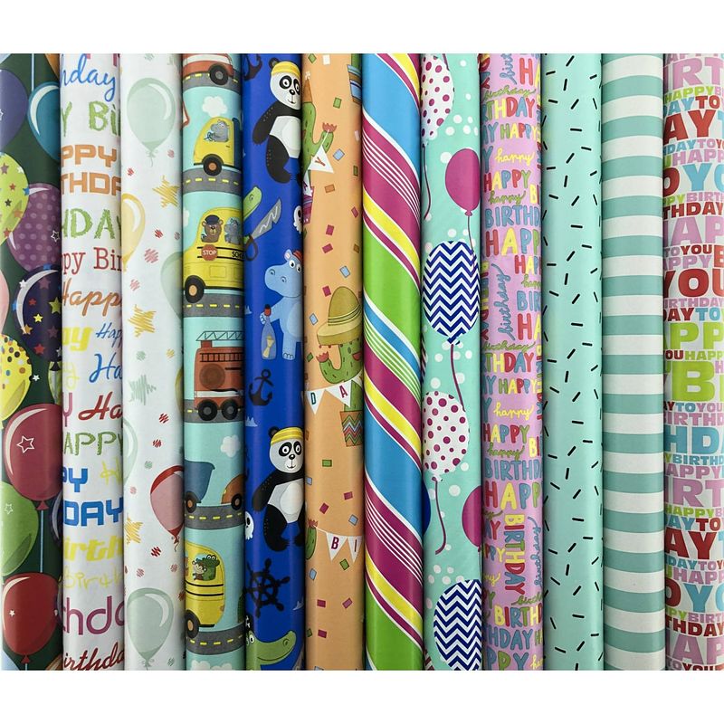 Foto van Assortiment luxe cadeaupapier inpakpapier voor kinderen ch1 - 70 cm x 2 meter per rol - 5 rollen