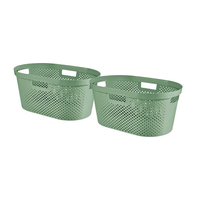 Foto van Curver infinity recycled dots wasmand - 40l - 2 stuks - groen