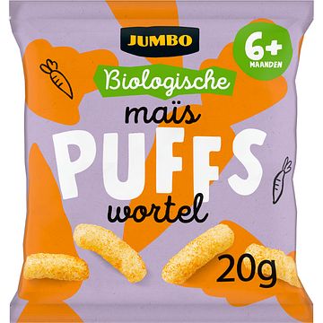 Foto van Jumbo biologische mais wortel puffs 6+ maanden 20g