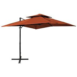 Foto van Vidaxl zweefparasol met dubbel dak 250x250 cm terracottakleurig