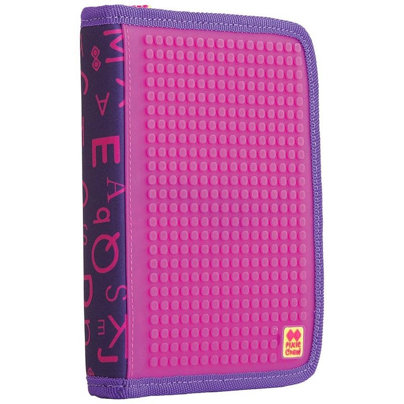 Foto van Pixie crew etui met siliconen zijkant en pixels 19 cm fuchsia/paars