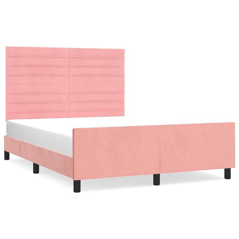 Foto van Vidaxl bedframe met hoofdeinde fluweel roze 140x200 cm