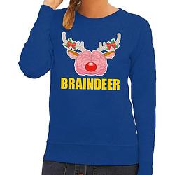 Foto van Foute kersttrui / sweater braindeer blauw voor dames - kersttruien 2xl (44)