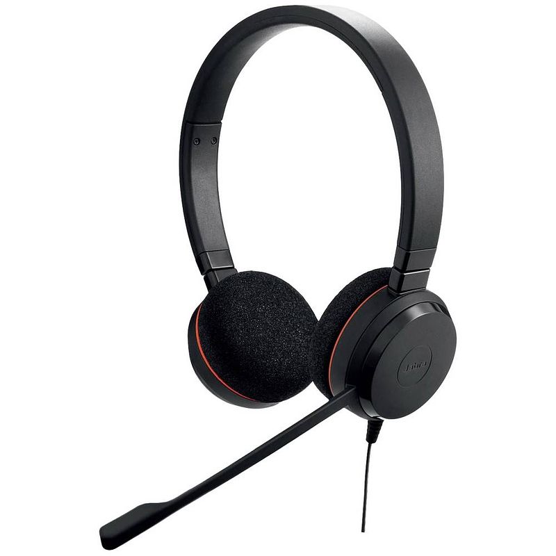 Foto van Jabra evolve 20 on ear headset kabel computer stereo zwart ruisonderdrukking (microfoon) headset, volumeregeling