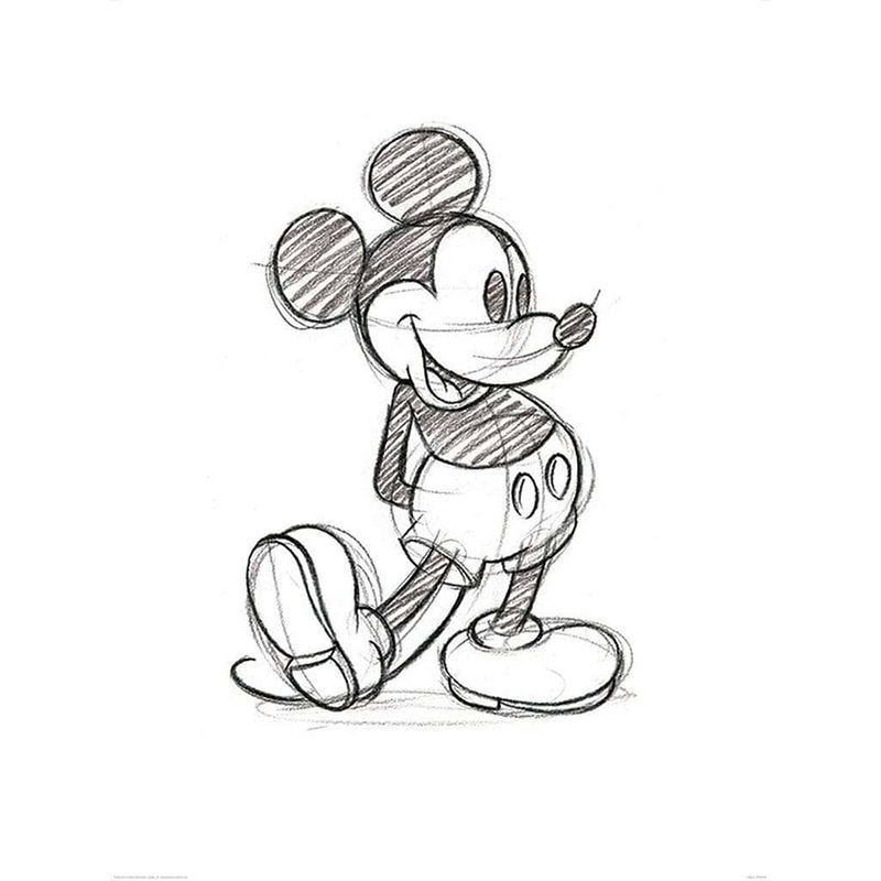 Foto van Pyramid mickey mouse sketched single kunstdruk 60x80cm