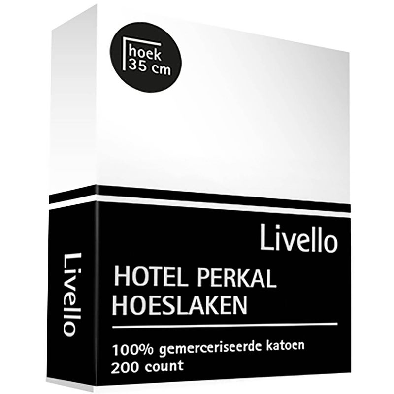 Foto van Livello hotel hoeslaken perkal wit - egyptisch katoen 100 x 200 cm