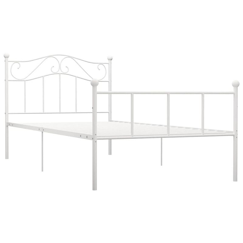 Foto van The living store metalen bedframe - elegant en klassiek - bedden - 90 x 200 cm - kleur- wit - materiaal- metaal -