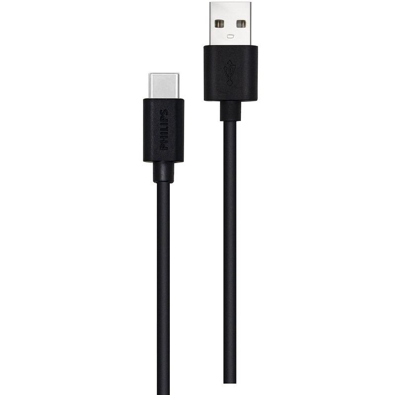 Foto van Philips usb kabel 2.0 - usb-a naar usb-c - 1,2 meter - pvc zwart