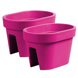 Foto van 2x stuks balkon plantenpotten/bloempotten fuchsia roze 12 liter van kunststof 40 x 27 x 25 cm - plantenpotten