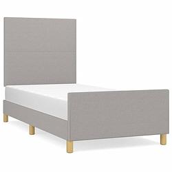 Foto van The living store bedframe - lichtgrijs - 203 x 93 x 118/128 cm - verstelbaar hoofdeind - multiplex lattenbodem