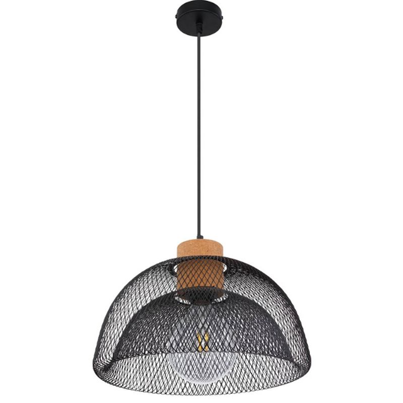 Foto van Industriële hanglamp vitiano - l:35cm - e27 - metaal - zwart