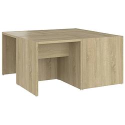 Foto van The living store salontafels - sonoma eiken - spaanplaat - 66 x 66 x 33 cm - set van 4