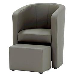 Foto van Nino fauteuil + poef - faux taupe