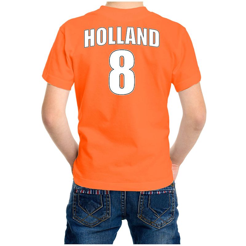 Foto van Holland shirt met rugnummer 8 - nederland fan t-shirt / outfit voor kinderen l (146-152) - feestshirts