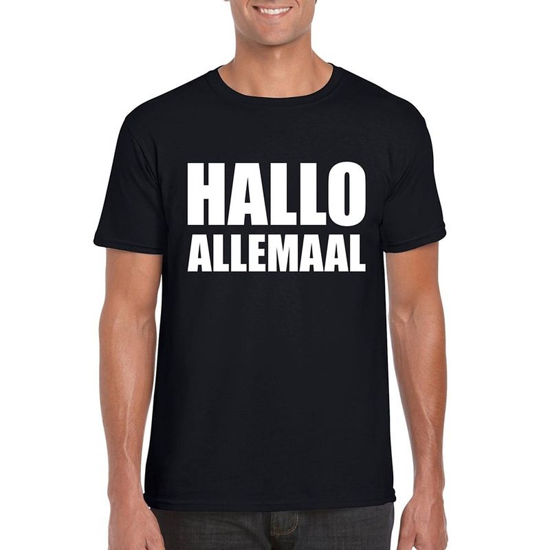 Foto van Hallo allemaal tekst t-shirt zwart heren xl