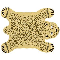 Foto van Fisura placemat yellow cheetah 50 x 40 cm wit/zwart 6 stuks