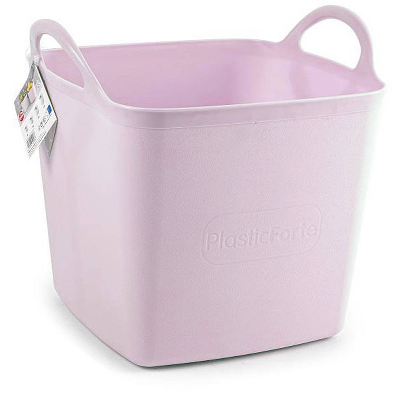 Foto van Plasticforte kuip/emmer/wasmand - flexibel - roze - 43 liter - vierkant - kunststof - wasmanden