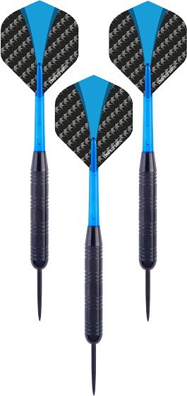Foto van Longfield darts steeltip dartpijl set 23 gram zwart/blauw 3 stuks