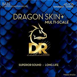 Foto van Dr strings dragon skin+ coated bass strings multi-scale tapered 45-105 voor elektrische basgitaar