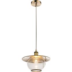 Foto van Klassieke hanglamp nevis - l:30cm - e27 - metaal - brons