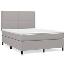 Foto van The living store boxspringbed - comfort - bed - 203 x 144 x 118/128 cm - lichtgrijs - stof - pocketvering matras -