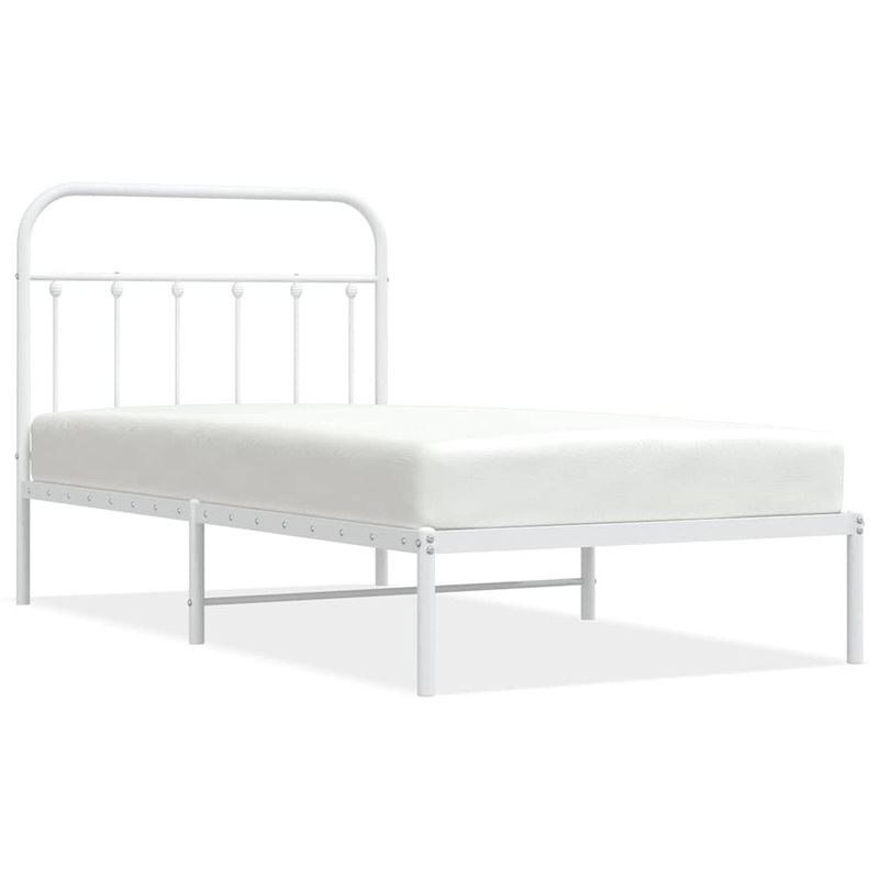 Foto van The living store bedframe klassiek wit - robuust staal - 196x105x100 cm - geen matras inbegrepen