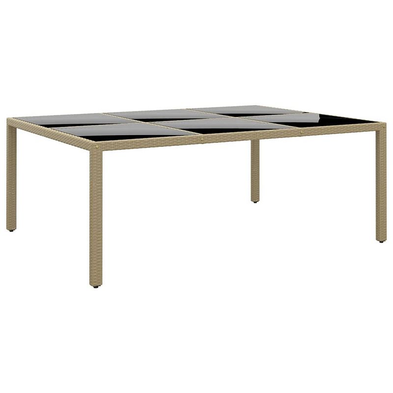 Foto van Vidaxl tuintafel 200x150x75 cm gehard glas en poly rattan beige