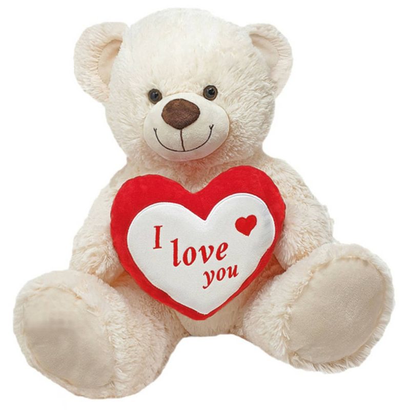 Foto van Witte pluche knuffelbeer/teddybeer met i love you hartje 45 cm - knuffelberen